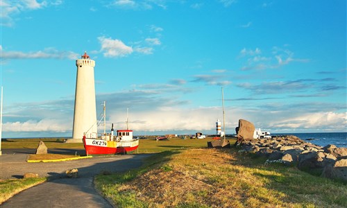 Krásy Islandu s turistikou - Island, Reykjanes, Gardur - starý a nový maják