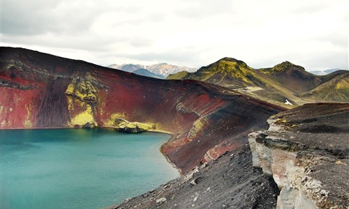 Krásy Islandu s turistikou - Island, kráter Ljótipollur, okolí Landmannalaug​ar