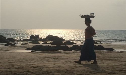 Myanmar - památky, příroda, koupání - Západ slunce nad pláží Ngapali