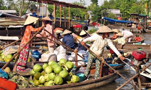 Jižní Vietnam - Saigon, Mekong a koupání na ostrově Phu Quoc - Mekong - plovoucí trhy
