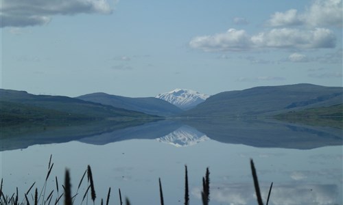 Island - velký okruh pro pokročilé - Island, jezero Lögurin, hora Snefell